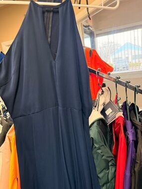 Navy Sleeveless V-Neck Maxi Dress